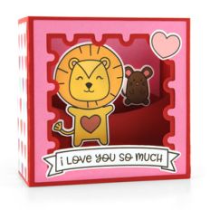 shadow box card scene valentine lion