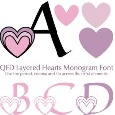 qfd layered hearts monogram font