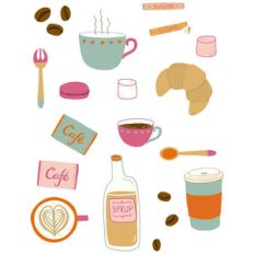 drawing coffee in a cafe stickers