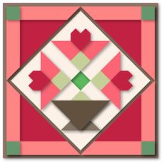 heart posies basket quilt block card