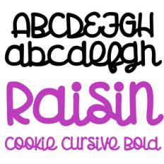 zp raisin cookie cursive bold