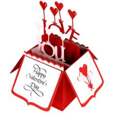 love you balloons card in a box