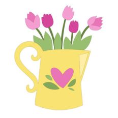 watering can with tulips