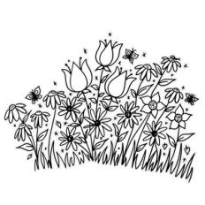 springtime flowers digi stamp