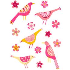 bright spring bird stickers
