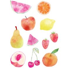 watercolor fruit food art stickers
