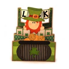 leprechaun peeking double cascade card