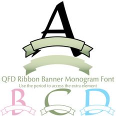 qfd ribbon banner monogram font