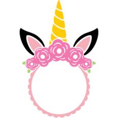 unicorn circle monogram label