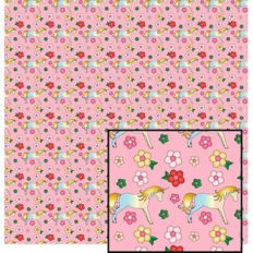 rainbow unicorn on pink pattern