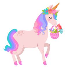 unicorn with flower basket