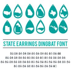 usa state earrings dingbat font