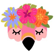 flamingo face with flower crown