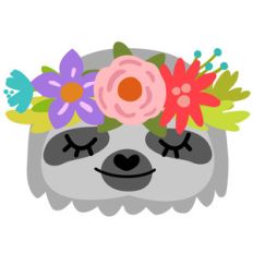 sloth face with flower crown