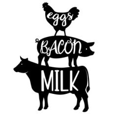 eggs bacon milk chicken pig cow