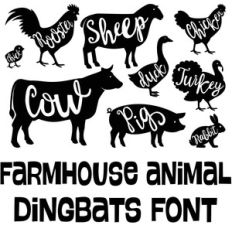 farmhouse animal dingbats font