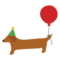 wiener dog with balloon