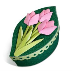 leaf shaped box with 3d tulips