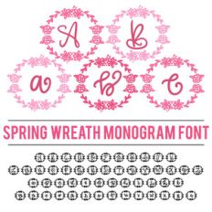 spring wreath monogram font