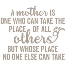 a mother is one who can take the place of all others