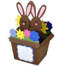bunnies flower pot - card in a box