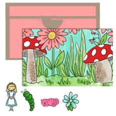 paper doll scene set - alice in wonderland