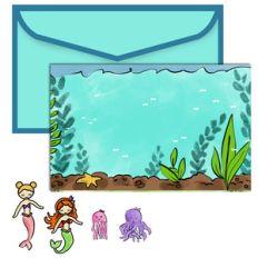paper doll scene set - mermaids