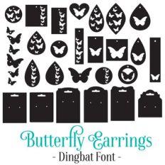 butterfly earrings dingbat font