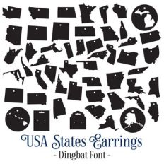 usa states earrings dingbat font