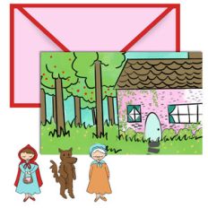 paper doll scene set - red riding hood