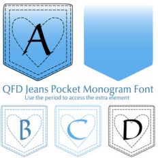 qfd jeans pocket monogram font