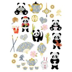 china and pandas planner stickers