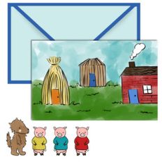 paper doll scene set - 3 little pigs