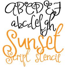 pn sunset script stencil