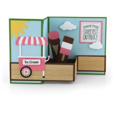 pop up box card ice cream cart