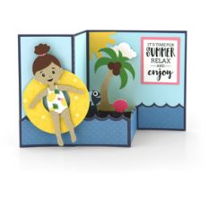 pop up box card swimming girl