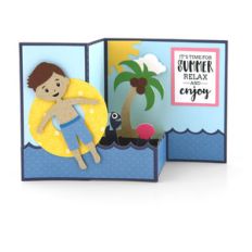 pop up box card swimming boy