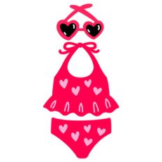 baby swimsuit with hearts