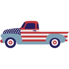 painted truck with flag