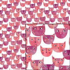 pink watercolor kitty cat pattern