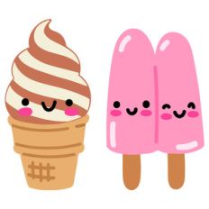 kawaii ice cream and ice pop