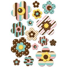 matching dot and striped flower sticker / diecut set
