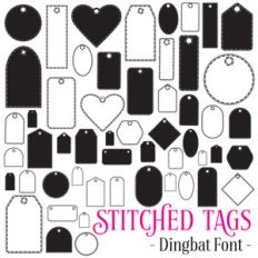stitched tags dingbat font