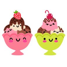 kawaii ice cream sundae bowls