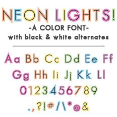 neon lights color font