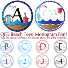 qfd beach toys monogram summer beach font