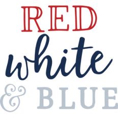 red, white and blue