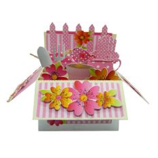 pink garden pop up card in a box