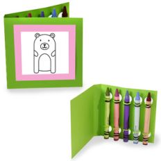 crayon holding square coloring cards - bear
