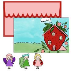 paper doll scene set - strawberry house
